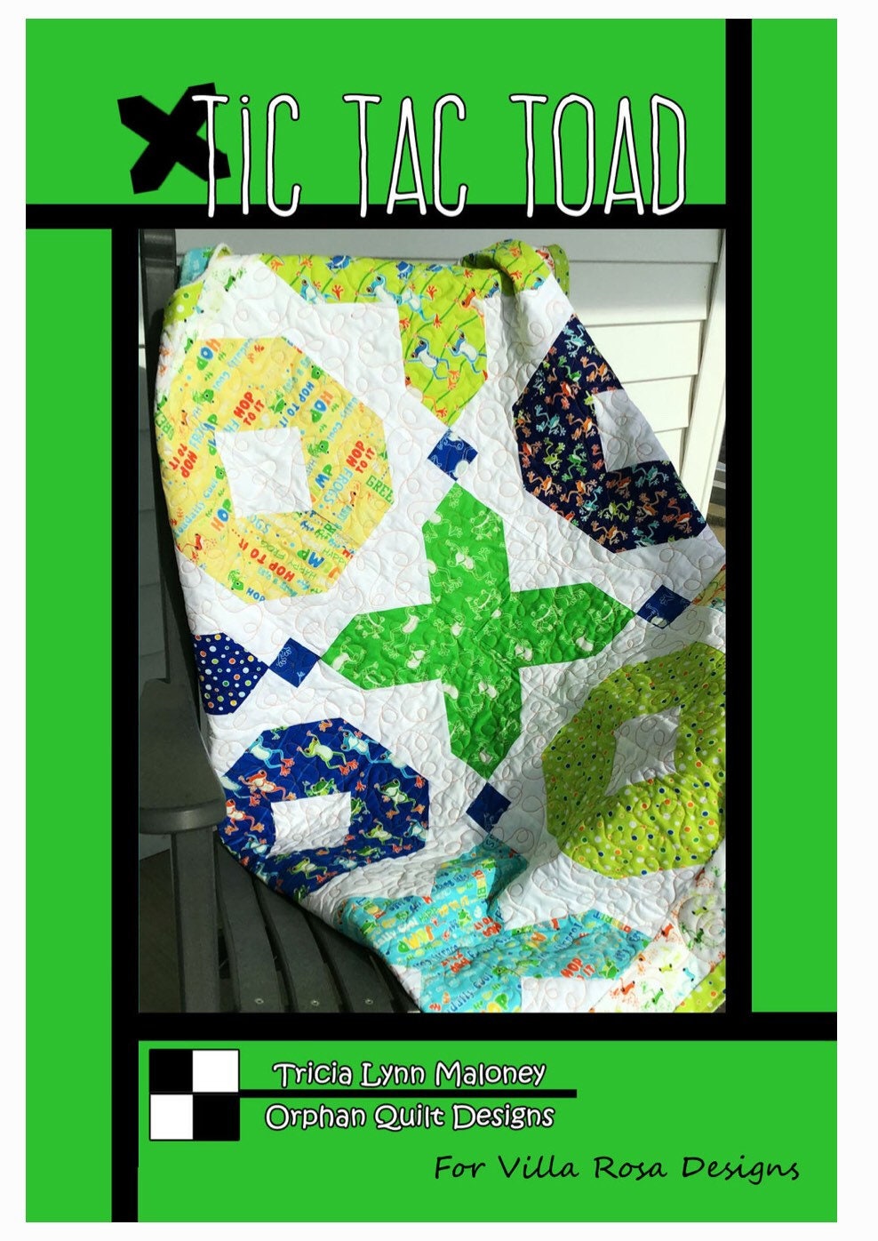 Villa Rosa Designs Tic Tac Toad pattern  - villa rosa - fat quarter pattern - lap quilt pattern