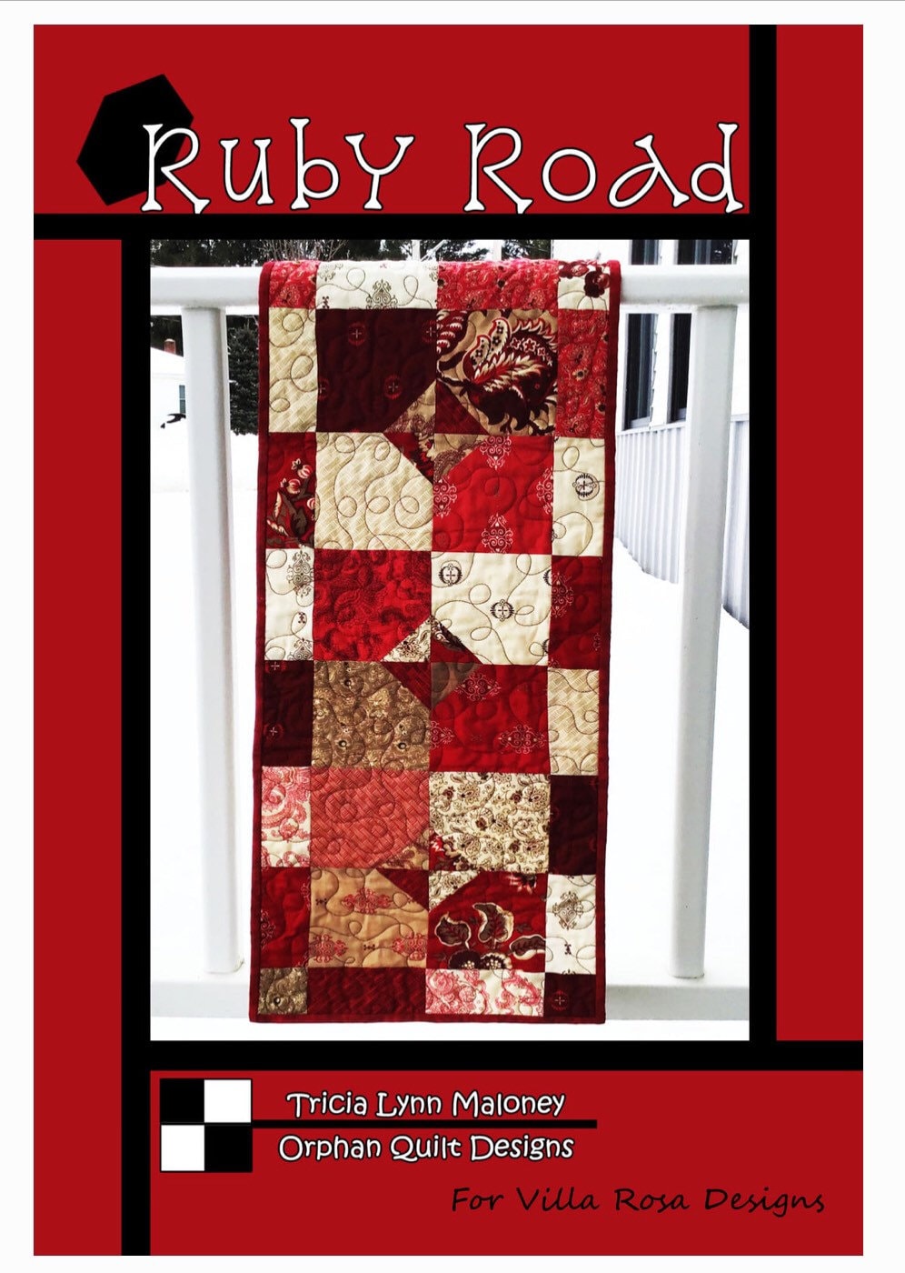 Villa Rosa Designs Ruby Road pattern - 5” quilt pattern - villa rosa - charm pack pattern - tablerunner pattern