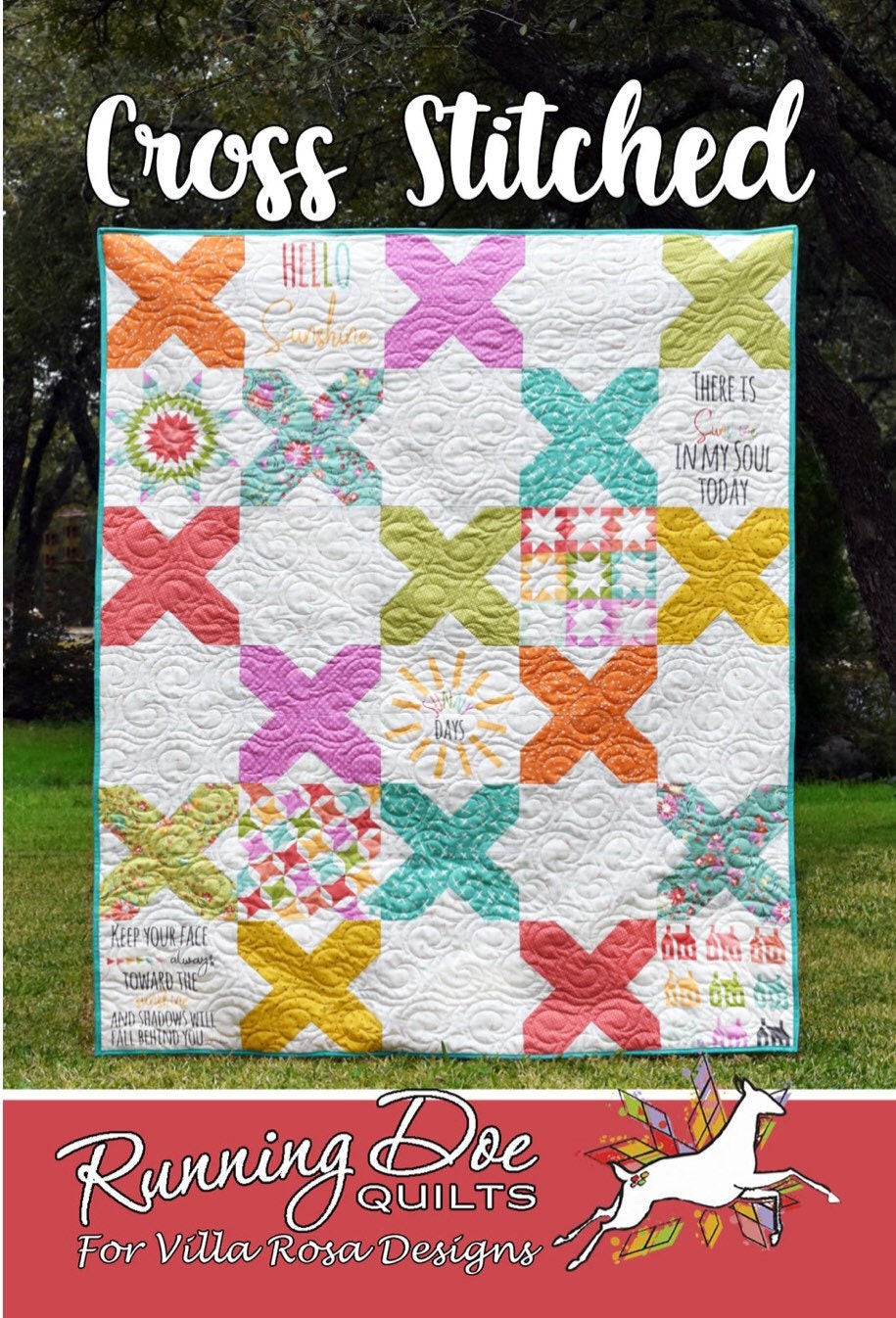 Villa Rosa Designs Cross Stitched pattern - fat quarter quilt pattern - villa rosa