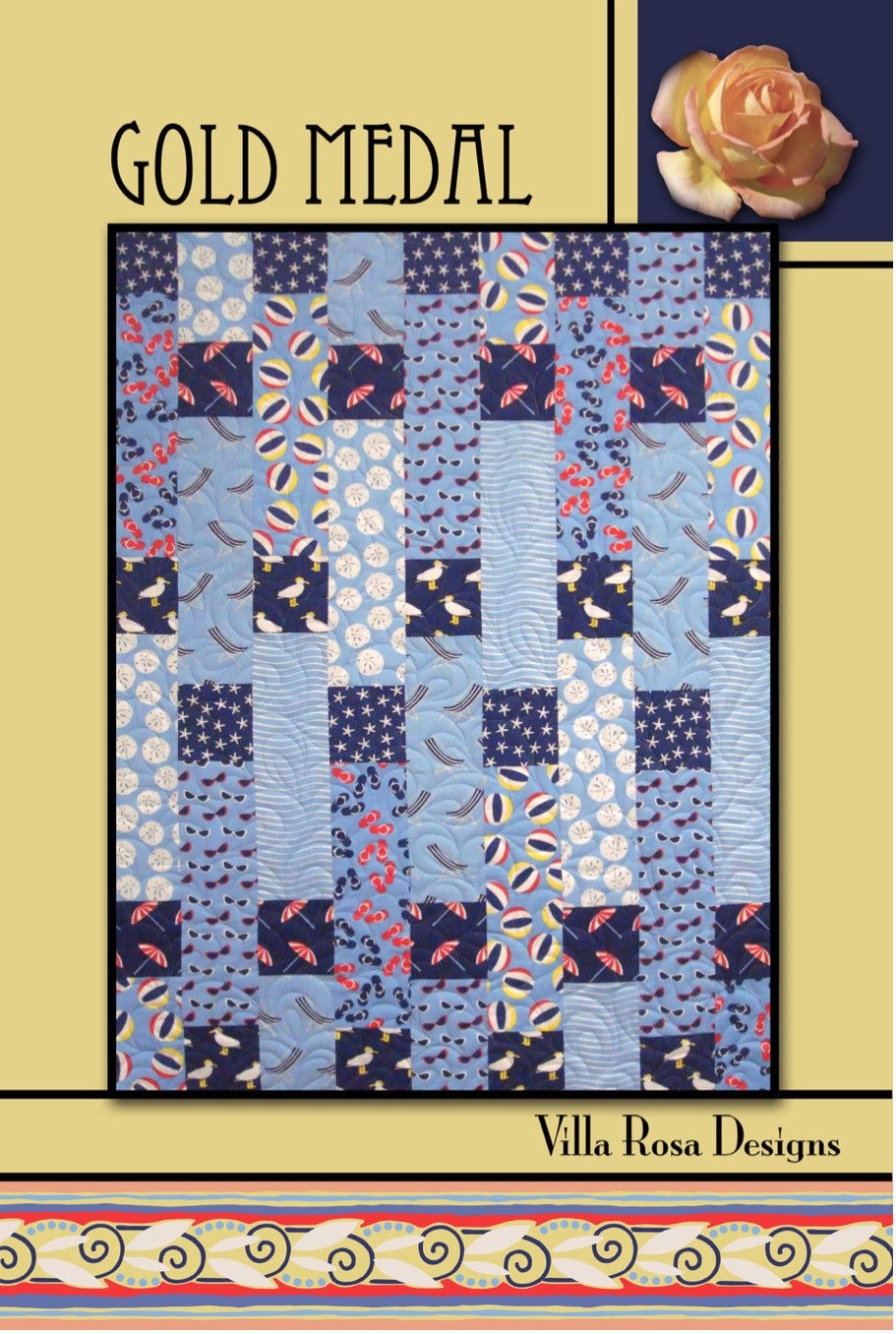 Villa Rosa Designs Gold Medal pattern - fat quarter quilt pattern - villa rosa