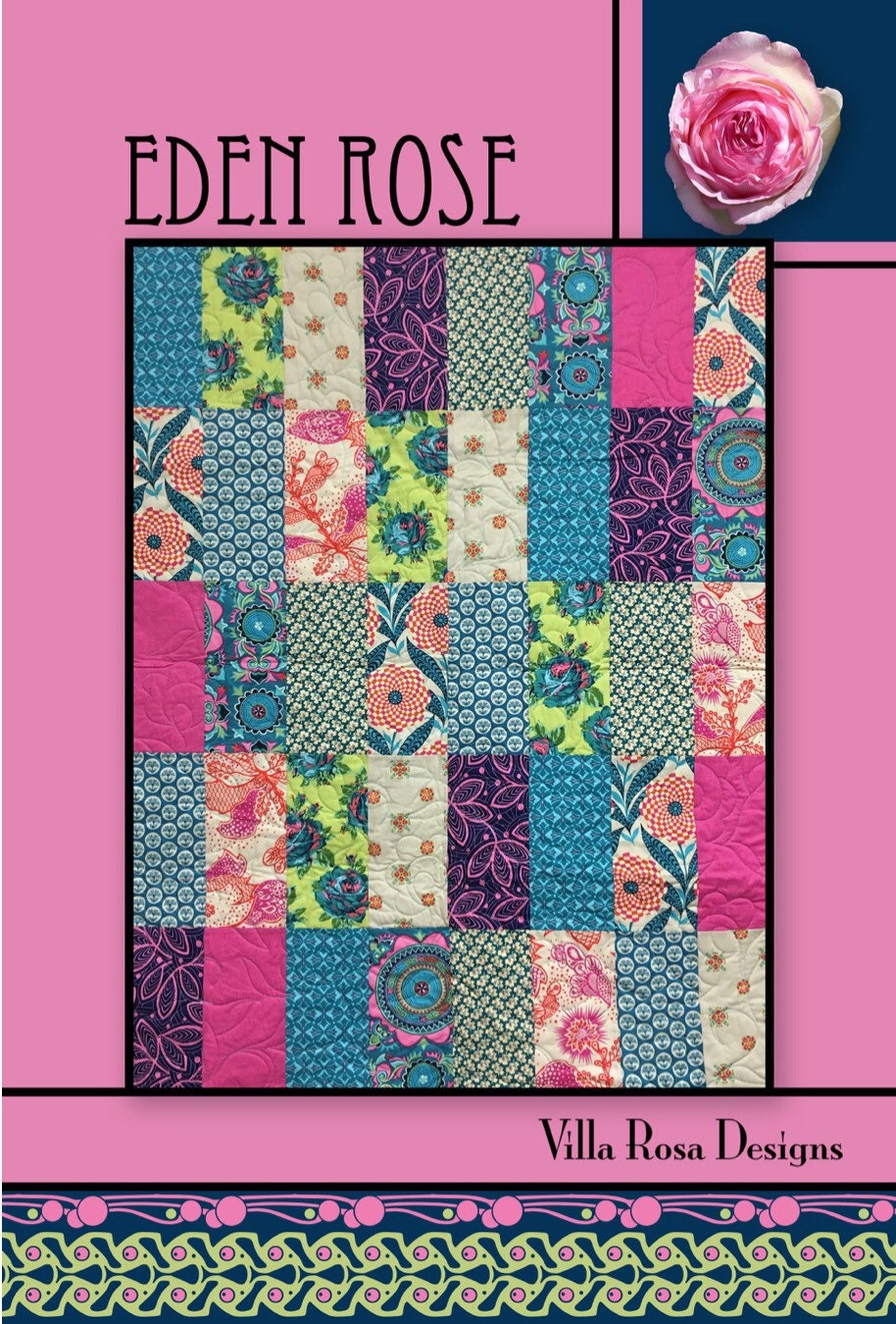 Villa Rosa Designs Eden Rose pattern - fat quarter quilt pattern - villa rosa - fat sixths pattern