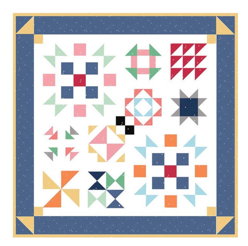 The Friendship Sampler Mini Quilt by Beverly McCullough pattern - 5” quilt pattern - villa rosa - charm pack pattern - tablerunner pattern