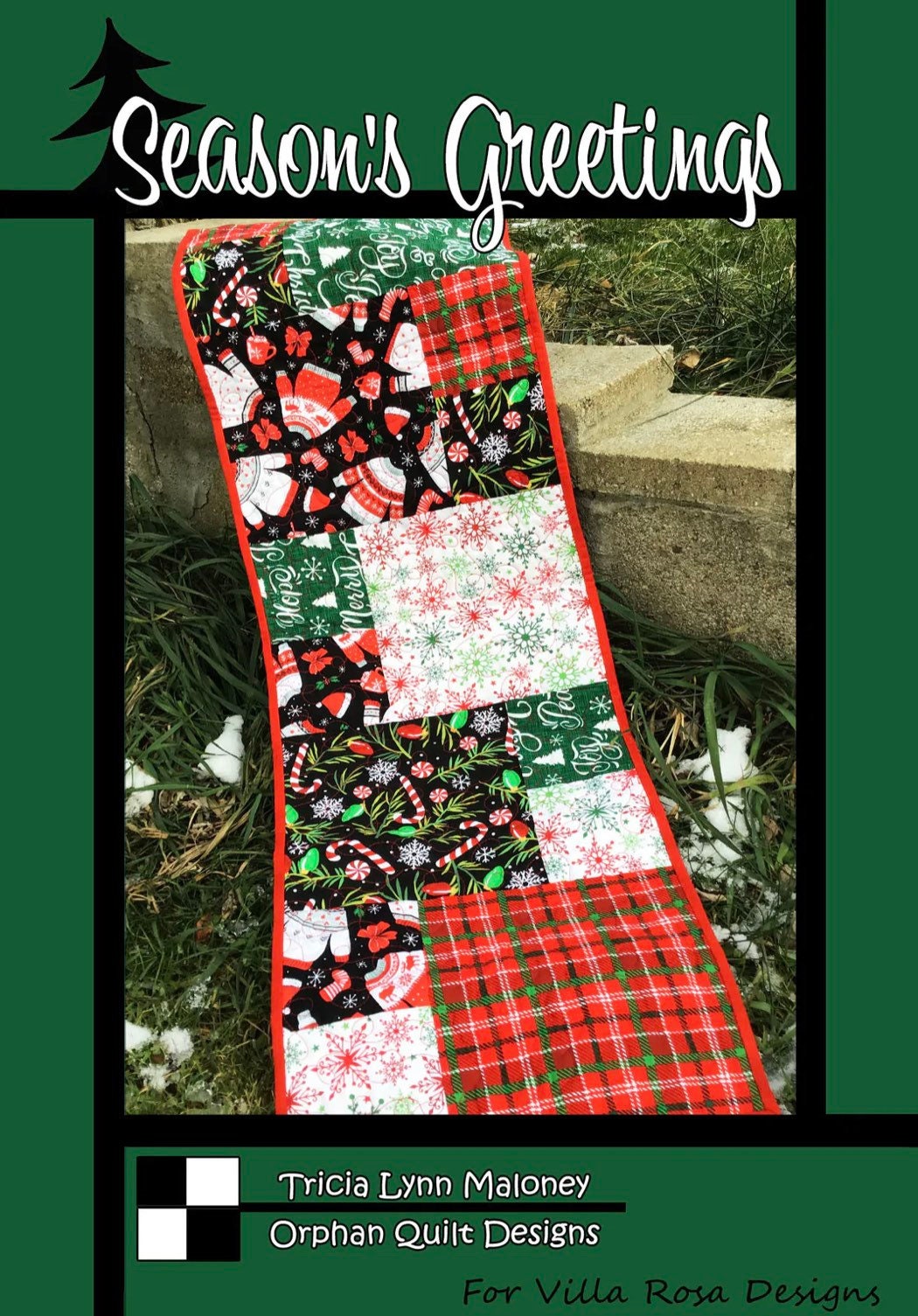 Villa Rosa Designs Season’s Greetings pattern - 5” quilt pattern - villa rosa - fat sixths pattern - tablerunner pattern