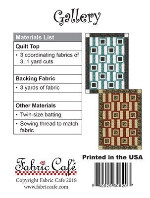 Fabric Cafe Gallery Pattern 3 Yard Quilt Pattern - Quilt Pattern - Fabric Cafe Pattern