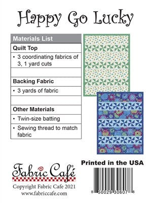 Fabric Cafe Happy Go Lucky Pattern 3 Yard Quilt Pattern- Quilt Pattern - Fabric Cafe Pattern - 3 yard quilts