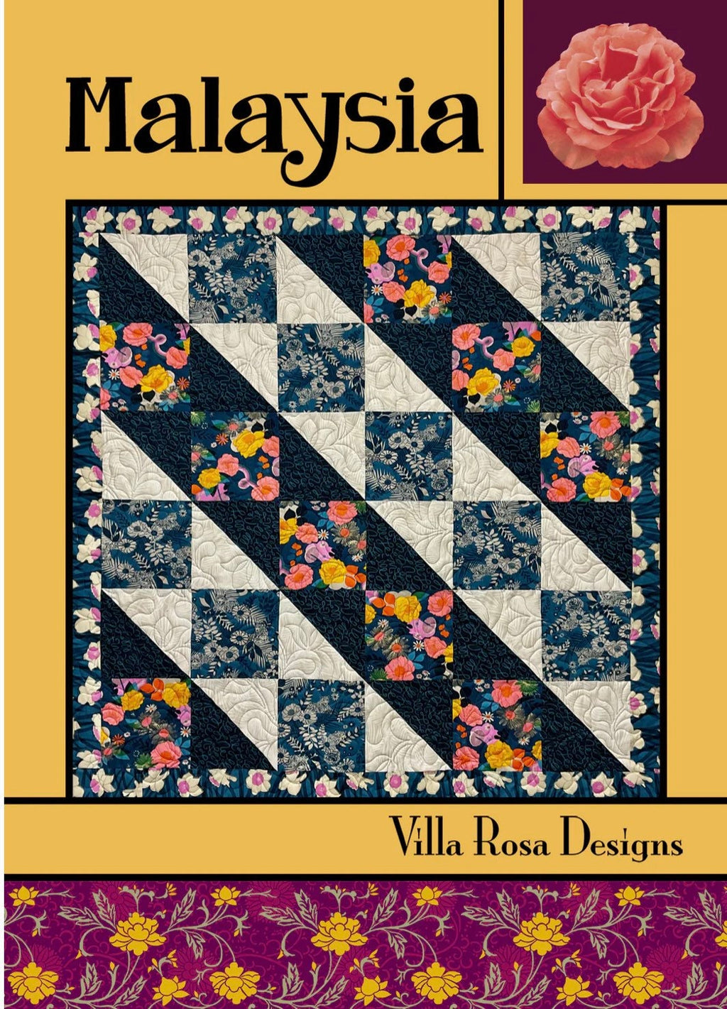 Villa Rosa Designs Malaysia pattern - fat quarter quilt pattern - villa rosa
