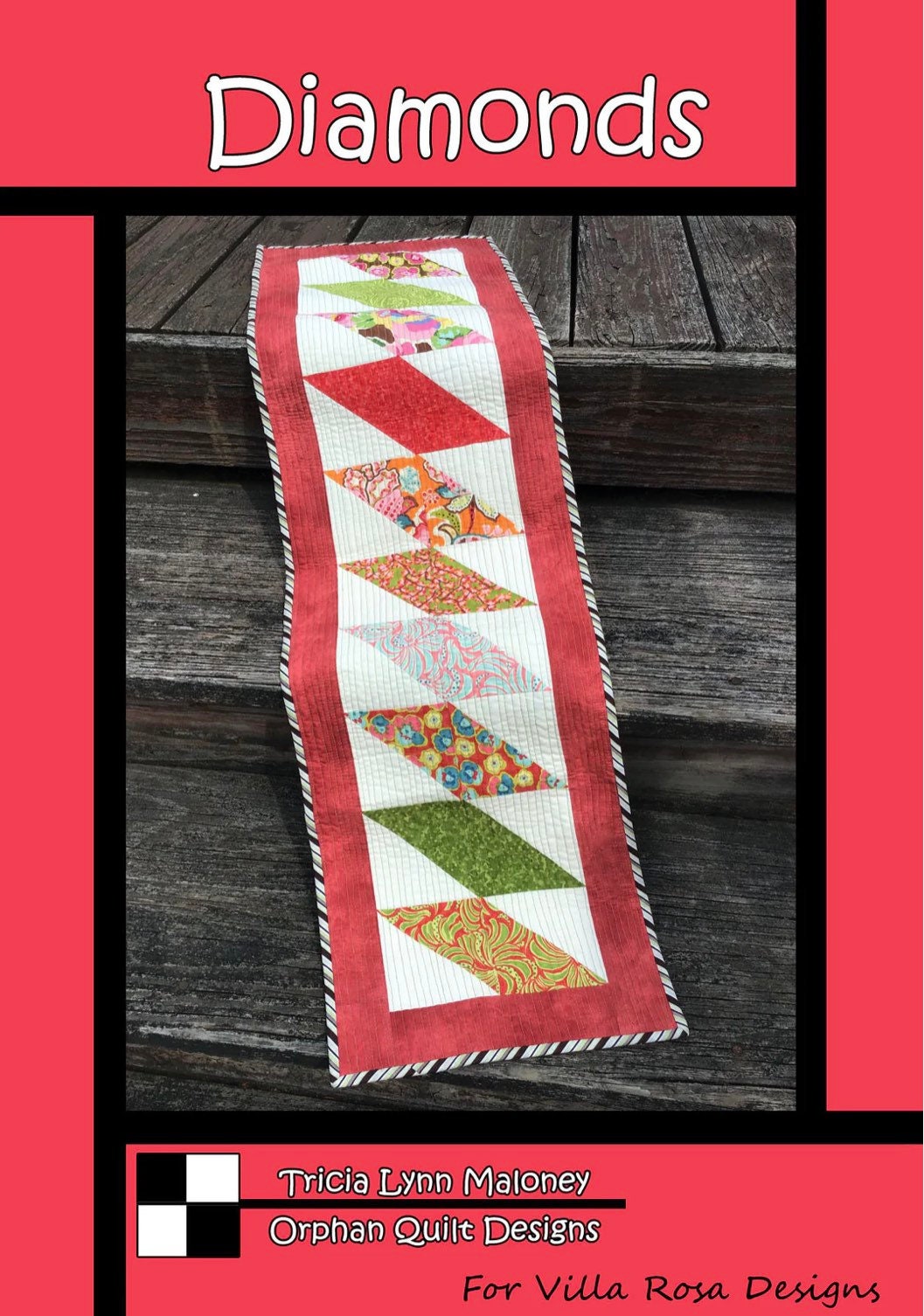 Villa Rosa Designs Diamonds pattern - 5” quilt pattern - villa rosa - charm pack pattern - tablerunner pattern