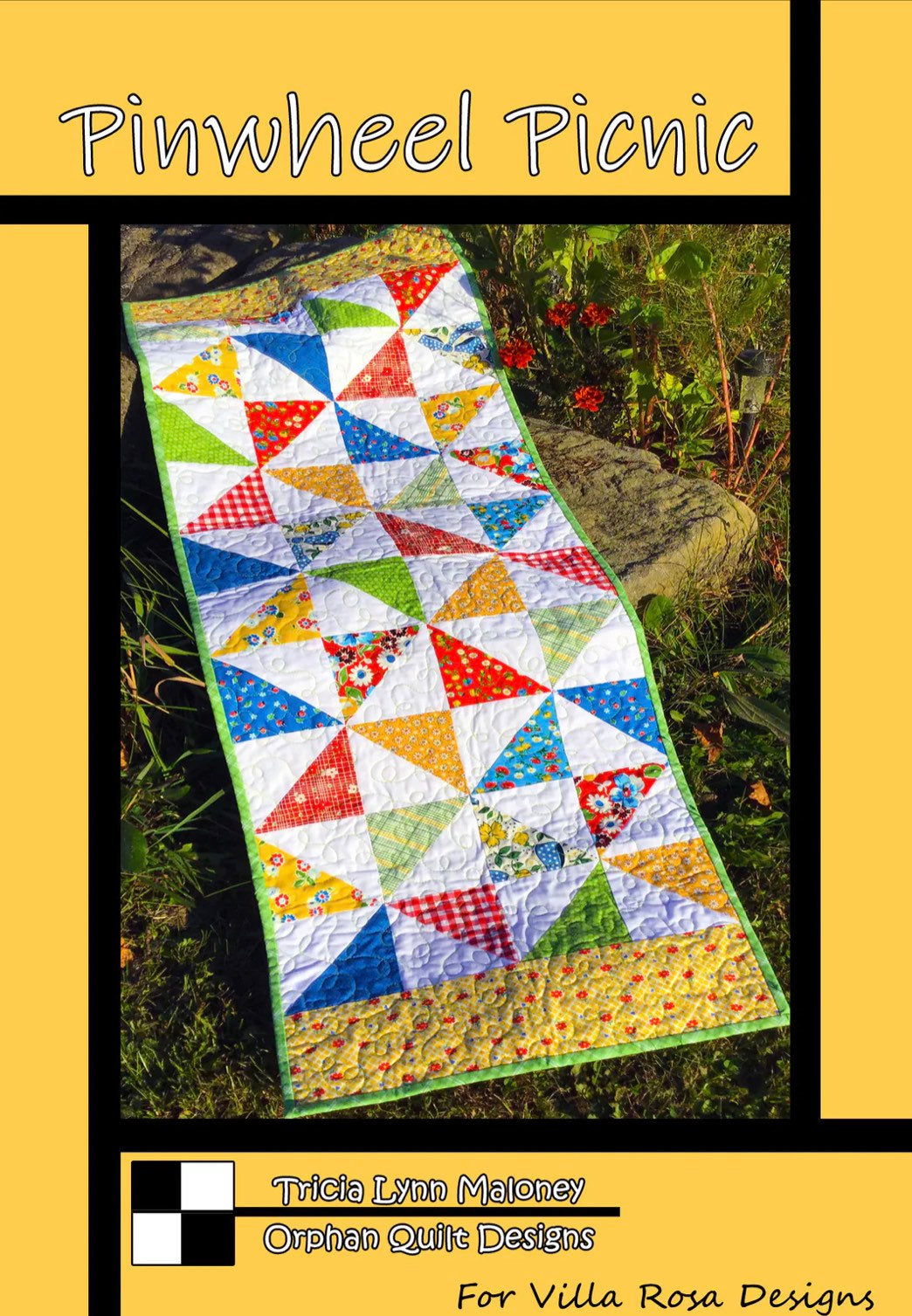 Villa Rosa Designs Pinwheel Picnic pattern - 5” quilt pattern - villa rosa - charm pack pattern - tablerunner pattern