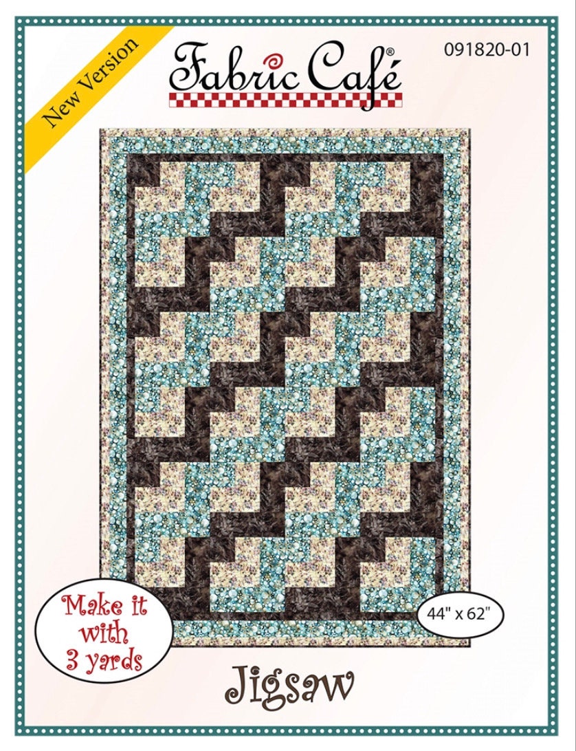 Fabric Cafe Jigsaw Pattern 3 Yard Quilt Pattern - Quilt Pattern - Fabric Cafe Pattern - 3 yard quilts