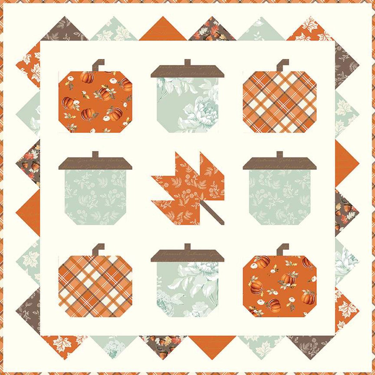 Primrose Cottage Quilts Hello Autumn Quilt Pattern -  fall quilt pattern - pumpkin quilt pattern -  fall quilt