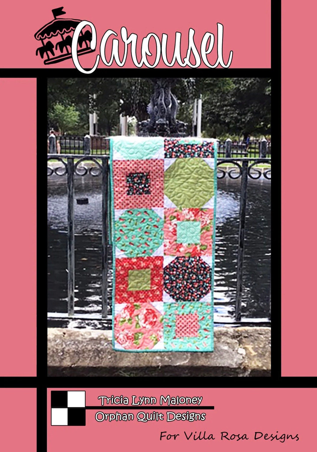 Villa Rosa Designs Carousel pattern - fat eighths quilt pattern - villa rosa - charm pack pattern - tablerunner pattern
