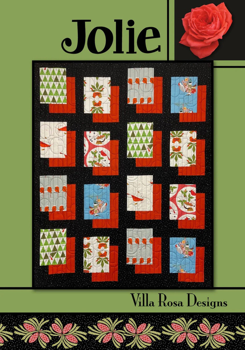Villa Rosa Designs Jolie pattern - 5” quilt pattern - villa rosa - fat sixths pattern - tablerunner pattern - fat quarter pattern