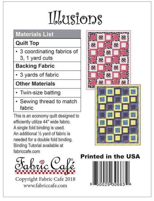 Fabric Cafe Illusions Pattern  3 Yard Quilt Pattern - Illusions  Pattern - Quilt Pattern - Fabric Cafe Pattern - 3 yard quilts