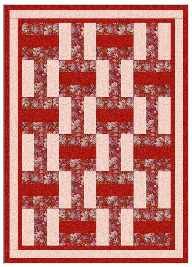 Fabric Cafe Rail Fence Pattern 3 Yard Quilt Pattern - Quilt Pattern - Fabric Cafe Pattern - 3 yard quilts