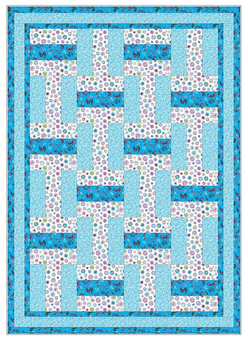 Fabric Cafe Rail Fence Pattern 3 Yard Quilt Pattern - Quilt Pattern - Fabric Cafe Pattern - 3 yard quilts