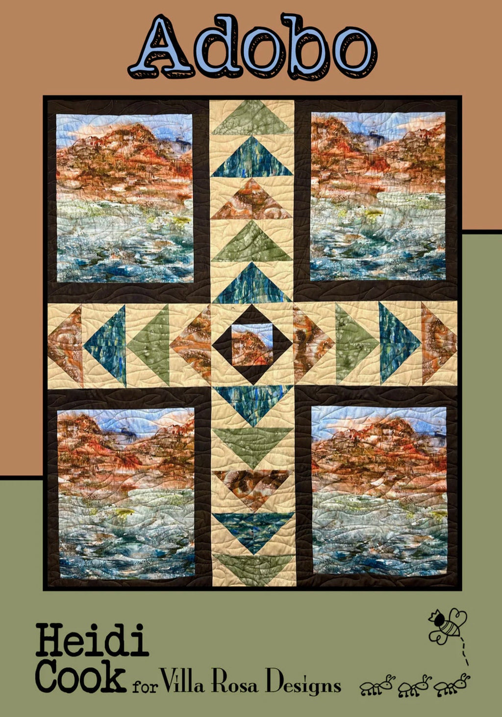 Villa Rosa Designs Adobo pattern - quilt pattern - villa rosa - fat sixths pattern - panel quilt pattern - fat quarter pattern