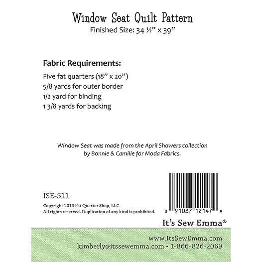 It’s so Emma Window Seat Quilt pattern - fat quarter pattern - little P quilt pattern