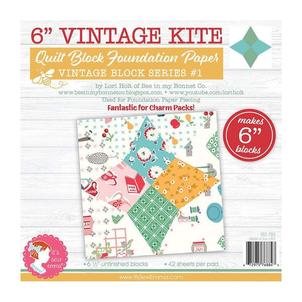 It's Sew Emma 6" Vintage Kite Quilt Block Foundation Paper - paper piecing - quilt blocks - foundation paper piecing