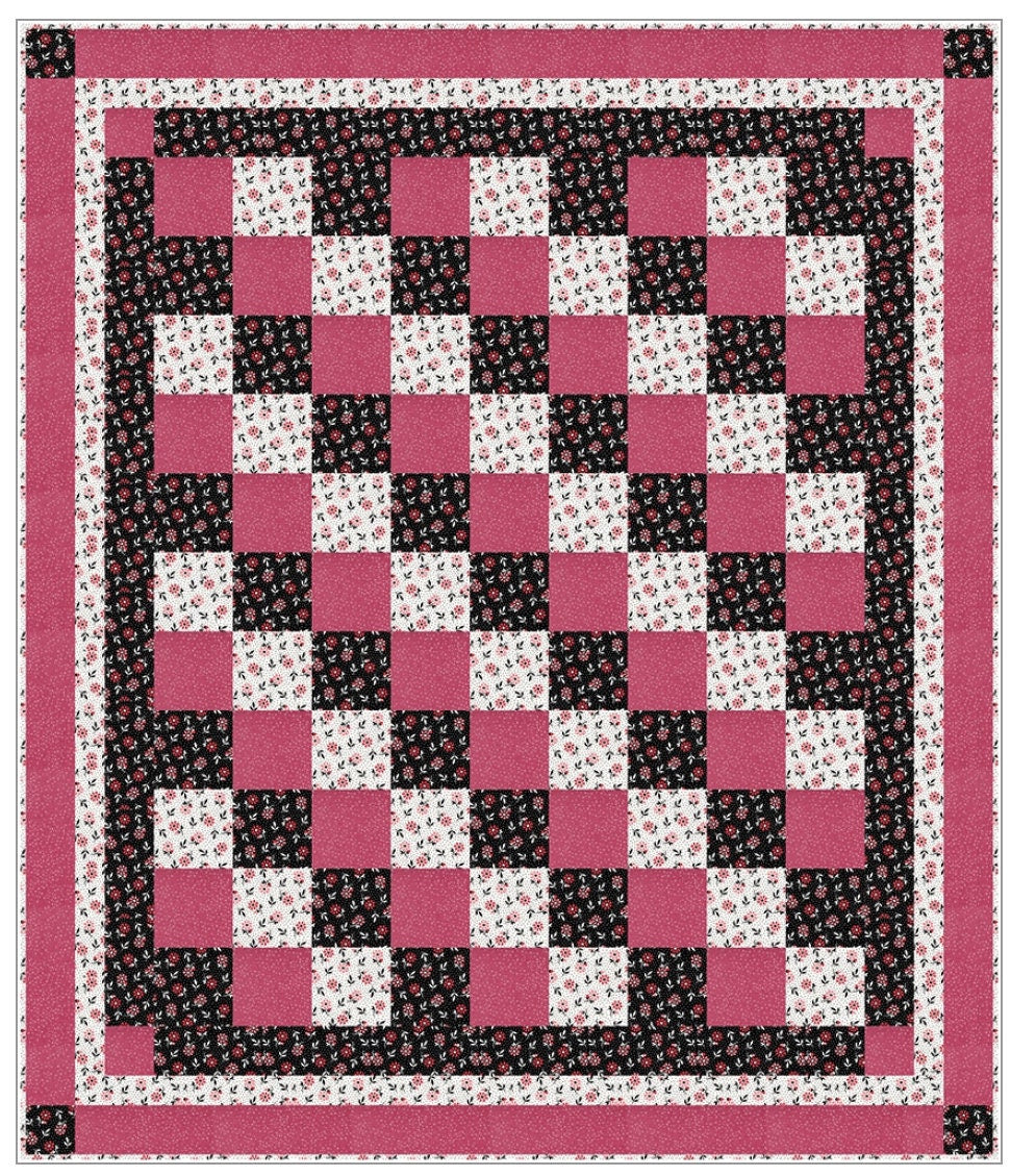 Fabric Cafe Four Square Pattern 3 Yard Quilt Pattern - Quilt Pattern - Fabric Cafe Pattern
