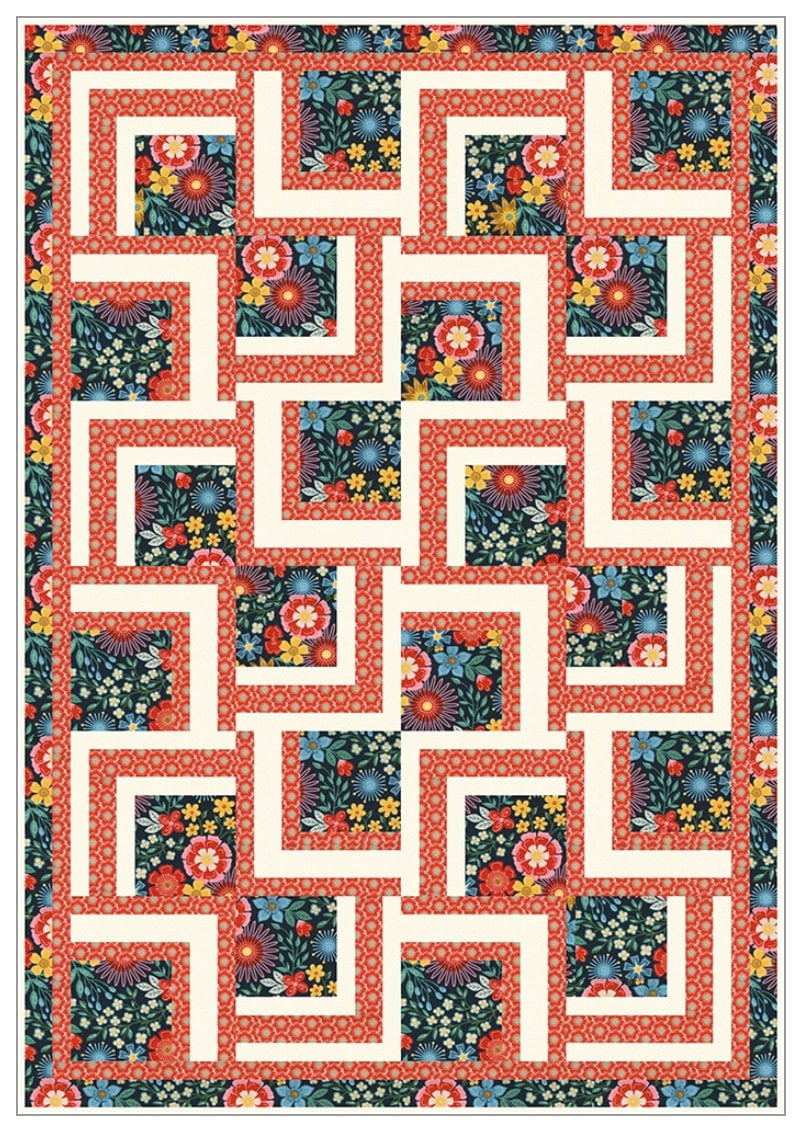 Fabric Cafe Carousel Pattern 3 Yard Quilt Pattern - Quilt Pattern - Fabric Cafe Pattern