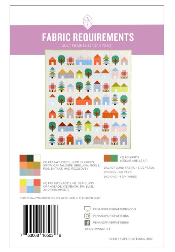 Pen + Paper Patterns Tiny Town Quilt pattern - quilt pattern - paper pattern - fat quarter quilt pattern