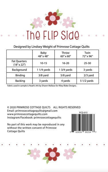 IN STOCK Primrose Cottage Quilts The Flip Side Quilt Pattern - Fat Quarter Quilt Pattern - Primrose Cottage