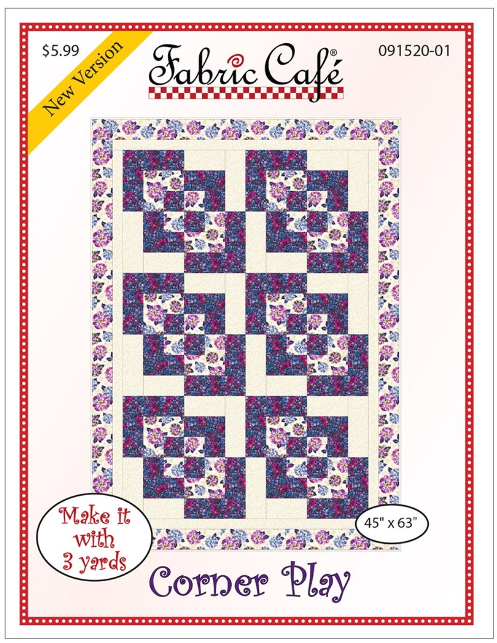 Fabric Cafe Corner Play 3 Yard Quilt Pattern - Quilt Pattern - Fabric Cafe Pattern - 3 yard quilts