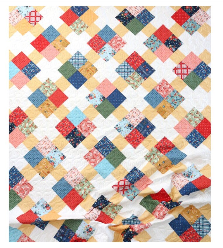 A Bright Corner Mod Prime Time Pattern quilt pattern - quilt pattern - paper pattern - layer cake  pattern - fat quarter pattern