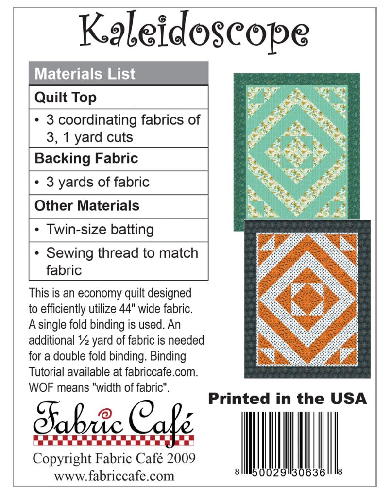 Fabric Cafe Kaleidoscope Pattern 3 Yard Quilt Pattern - Quilt Pattern - Fabric Cafe Pattern