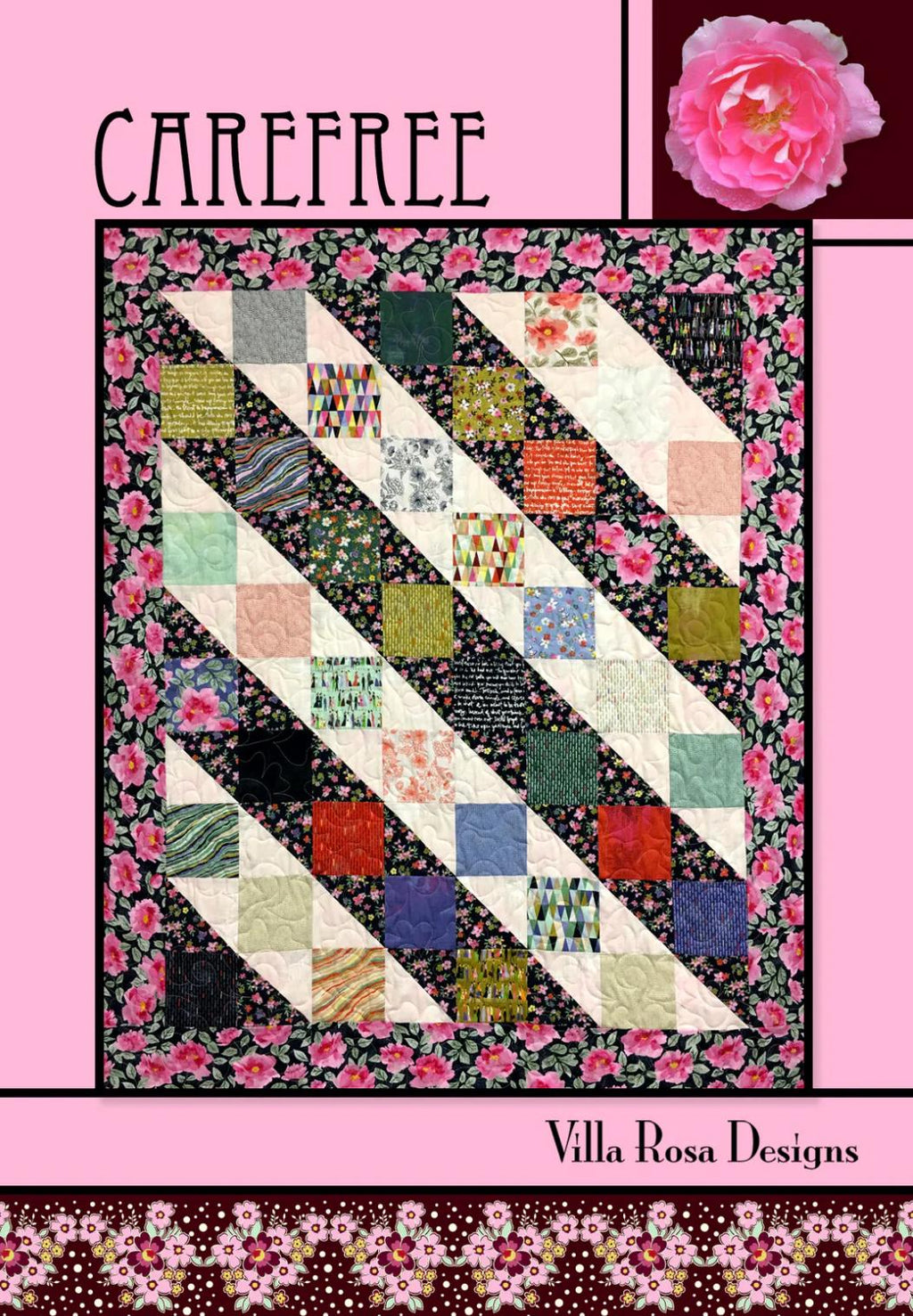 Villa Rosa Designs Carefree  pattern - fat quarter quilt pattern - villa rosa - charm pack quilt pattern