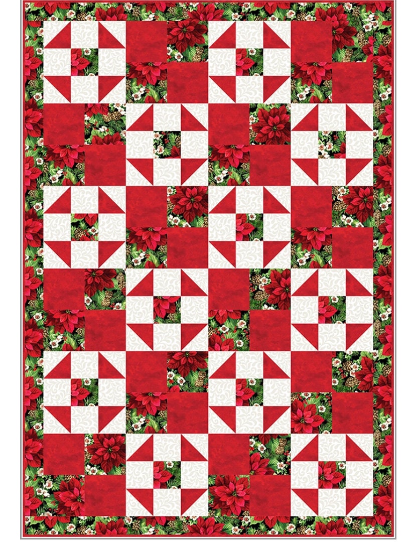 Fabric Cafe Brick Merry and Bright 3 Yard Quilt Pattern - Quilt Pattern - Fabric Cafe Pattern - 3 yard quilts - beginner pattern