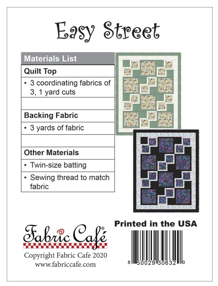 Fabric Cafe Easy Street Pattern 3 Yard Quilt Pattern - Quilt Pattern - Fabric Cafe Pattern - 3 yard quilts