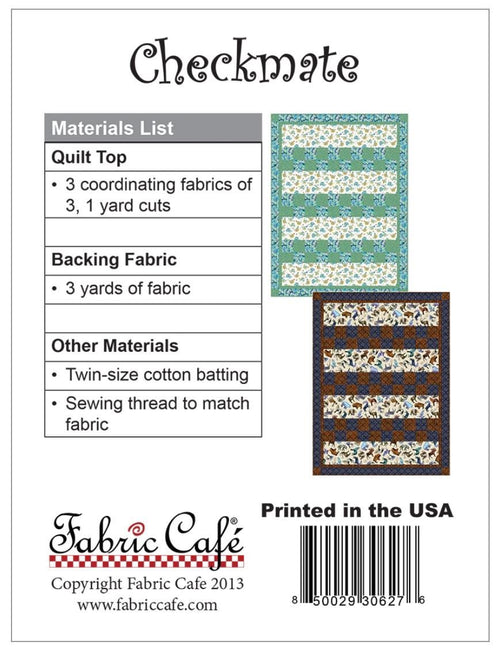Fabric Cafe Checkmate Pattern  3 Yard Quilt Pattern - Quilt Pattern - Fabric Cafe Pattern - 3 yard quilts