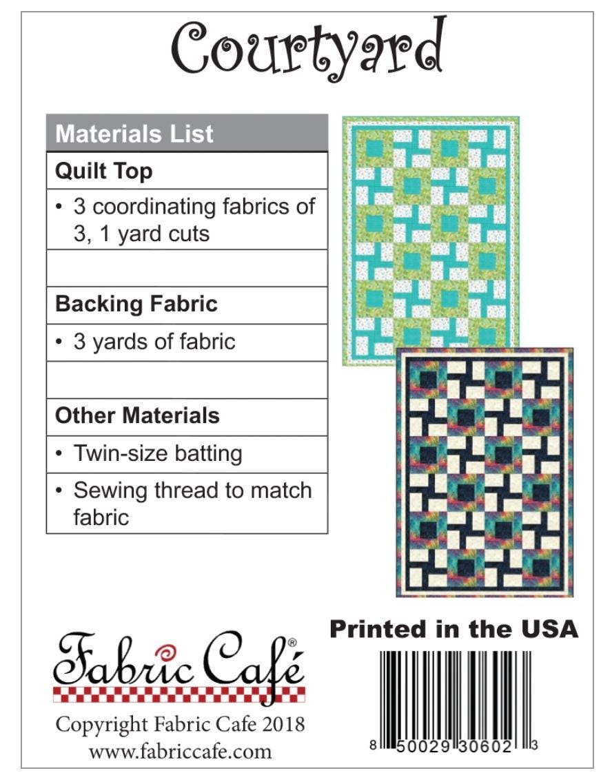 Fabric Cafe Courtyard Pattern 3 Yard Quilt Pattern - Quilt Pattern - Fabric Cafe Pattern