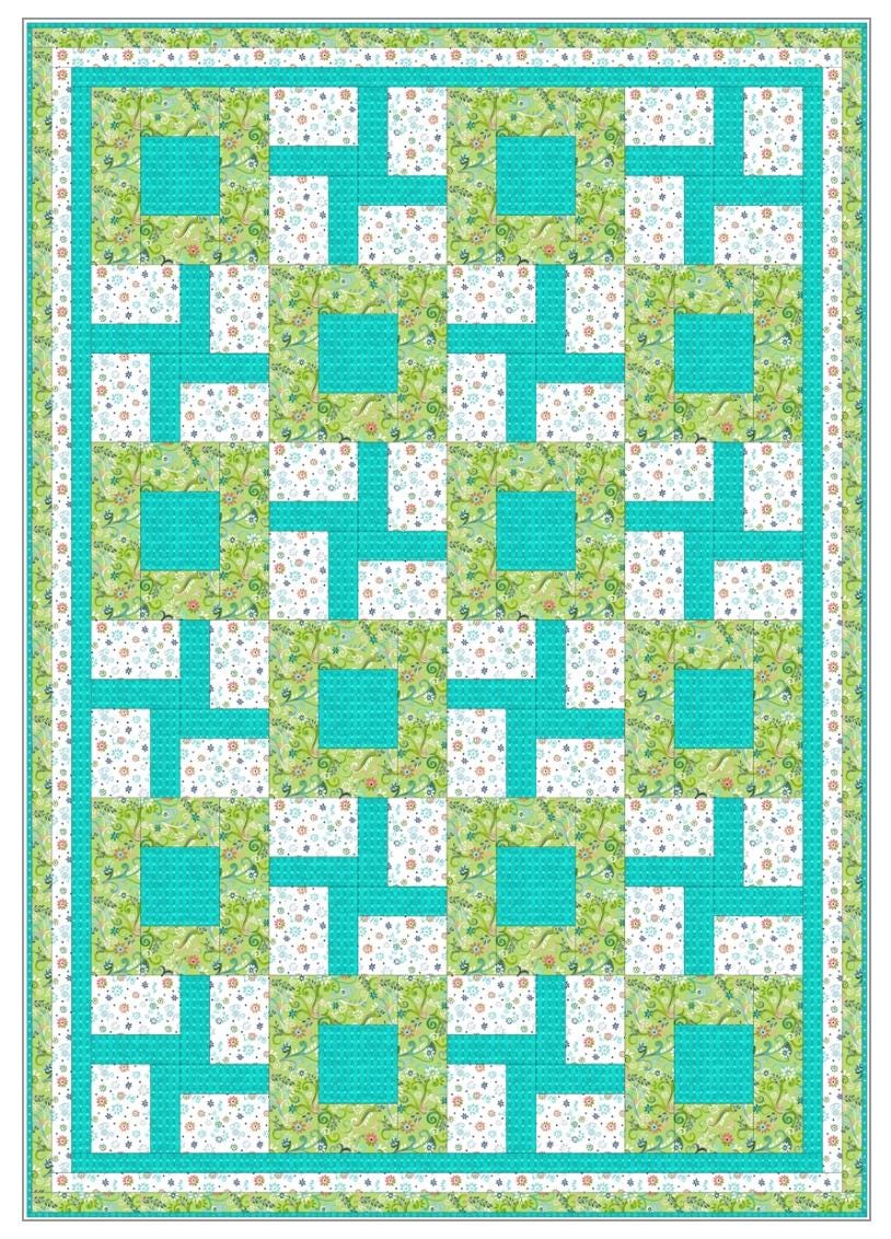 Fabric Cafe Courtyard Pattern 3 Yard Quilt Pattern - Quilt Pattern - Fabric Cafe Pattern