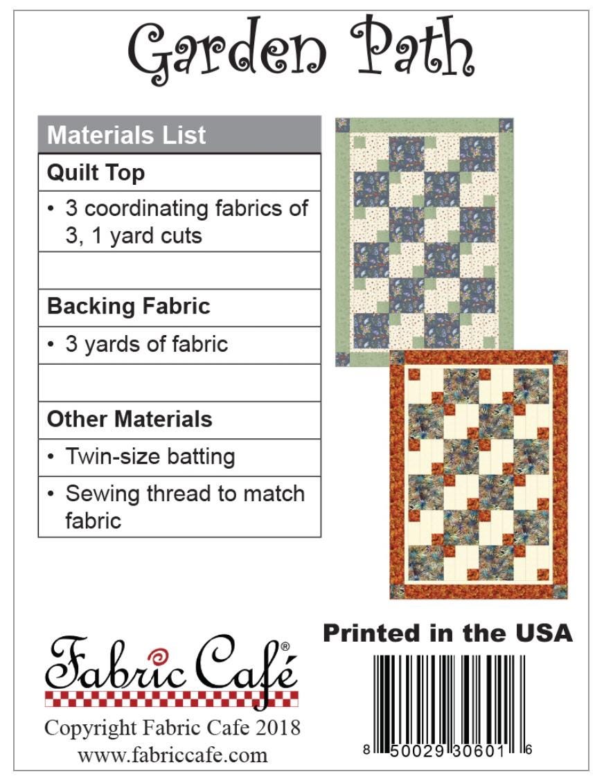 Fabric Cafe Garden Path Pattern 3 Yard Quilt Pattern - Quilt Pattern - Fabric Cafe Pattern