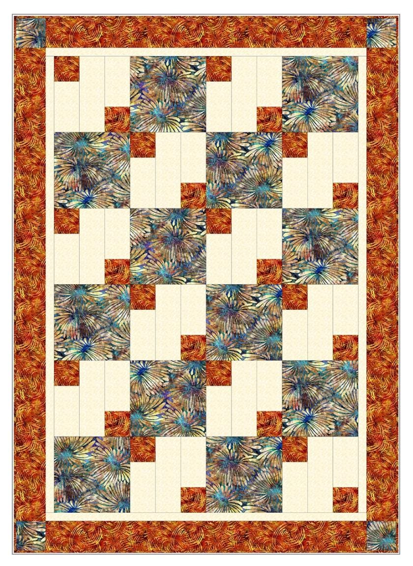 Fabric Cafe Garden Path Pattern 3 Yard Quilt Pattern - Quilt Pattern - Fabric Cafe Pattern