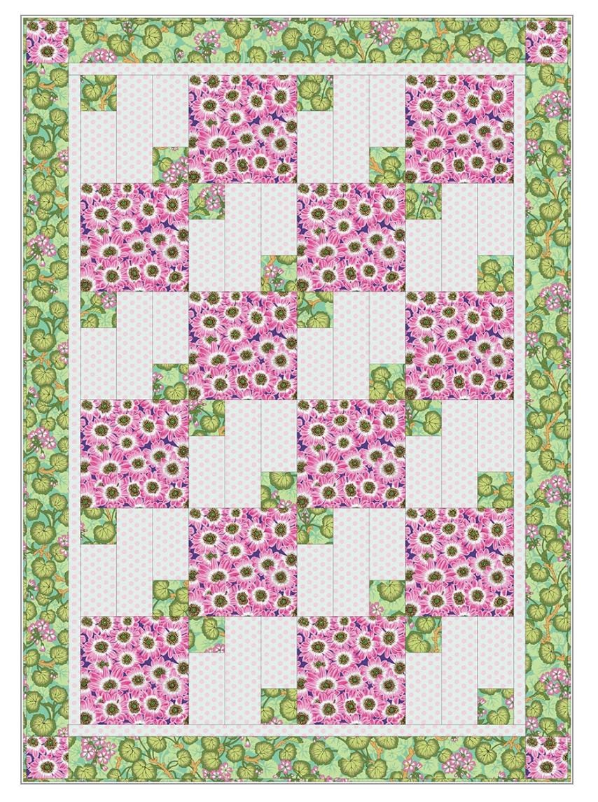 Fabric Cafe Garden Path Pattern 3 Yard Quilt Pattern - Quilt Pattern - Fabric Cafe Pattern