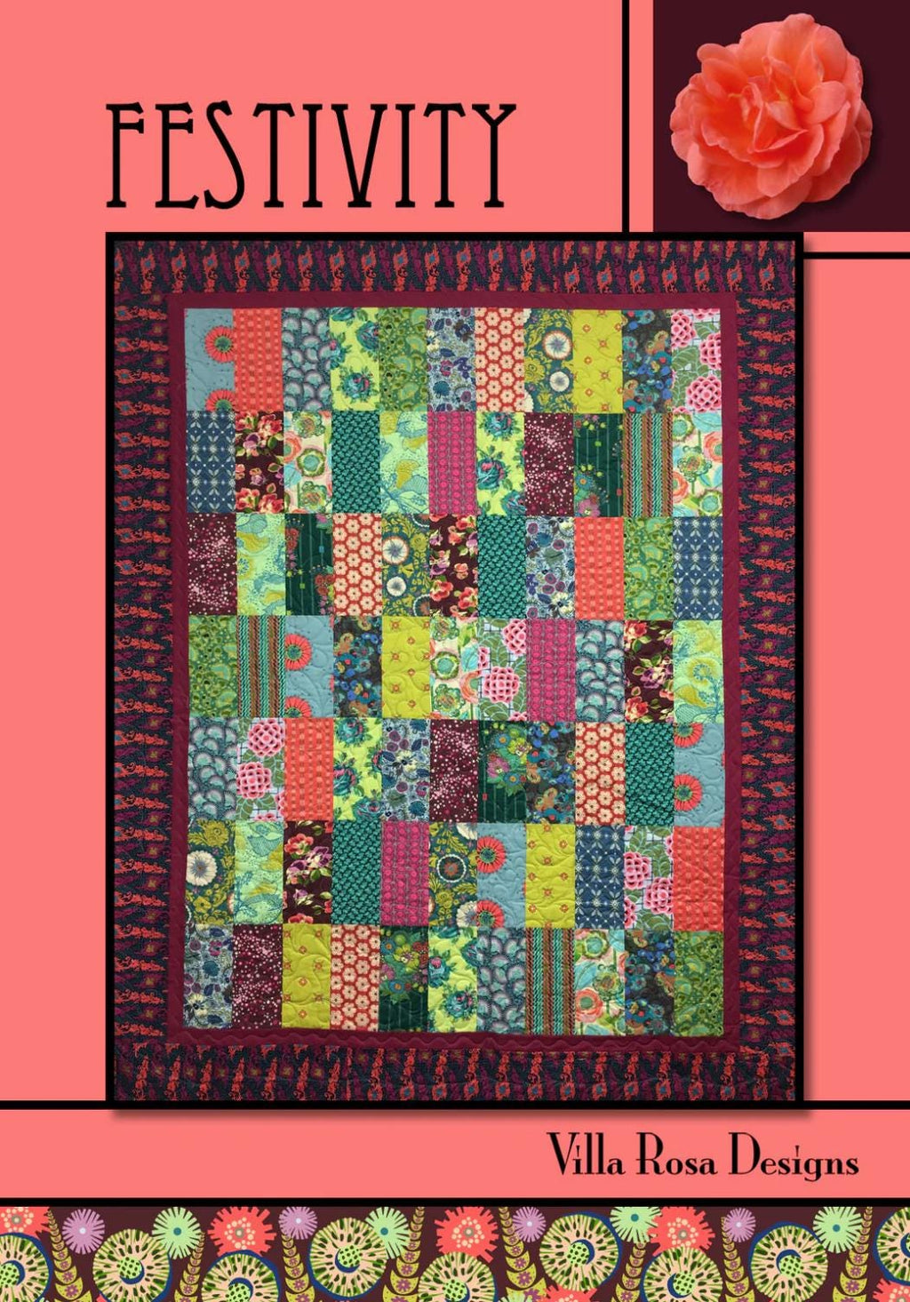 Villa Rosa Designs Festivity pattern - fat quarter quilt pattern - villa rosa - layer cake pattern