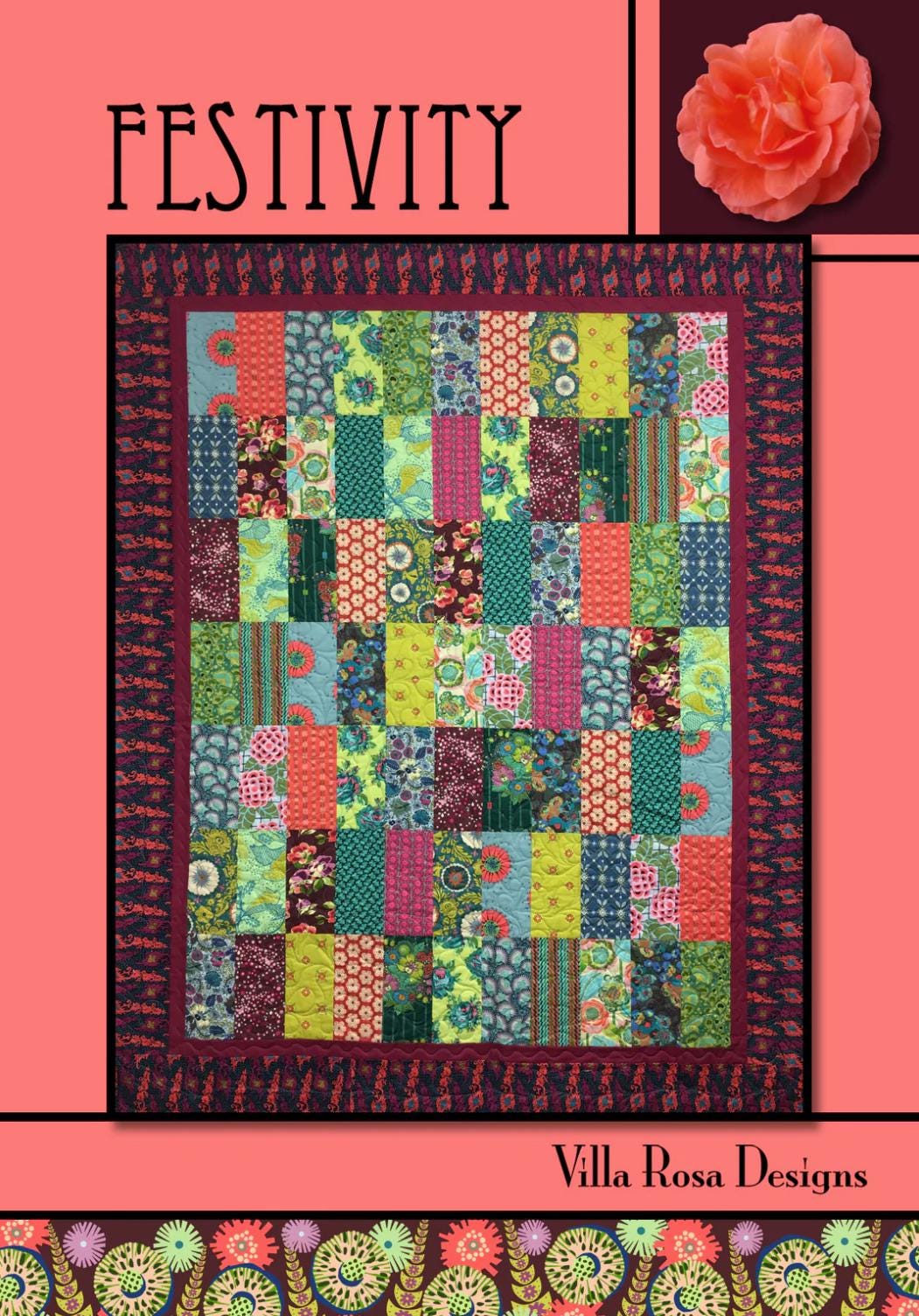 Villa Rosa Designs Festivity pattern - fat quarter quilt pattern - villa rosa - layer cake pattern