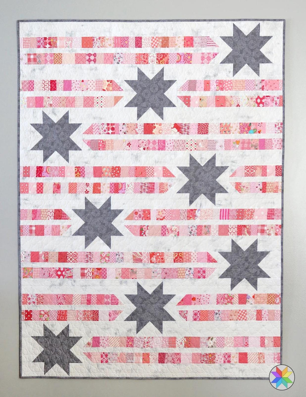 A Bright Corner Star Trails Quilt Pattern - jellyroll pattern - fat quarter pattern