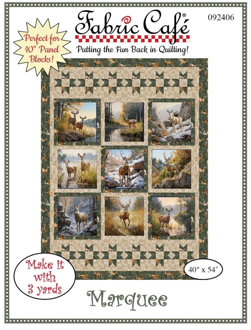 Fabric Cafe Marquee 3-Yard Quilt Pattern | Perfect for 10-inch Panels - Quilt Pattern - Fabric Cafe Pattern - Panel Quilt Pattern
