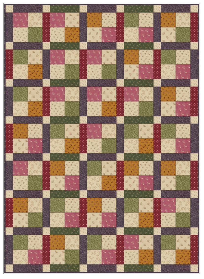 Fabric Cafe Fat Quarter 4 Patch Quilt Pattern - Quilt Pattern - Fabric Cafe Pattern