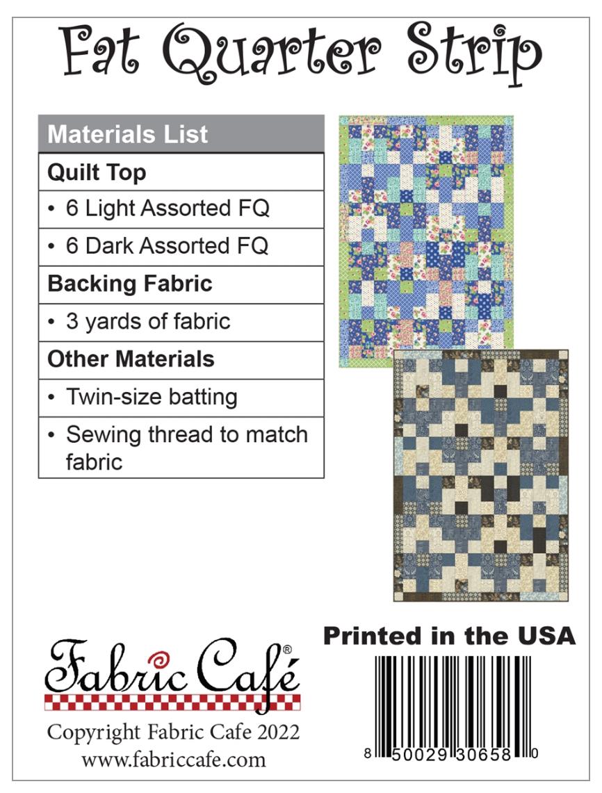 Fabric Cafe Fat Quarter Strip Quilt Pattern - Quilt Pattern - Fabric Cafe Pattern