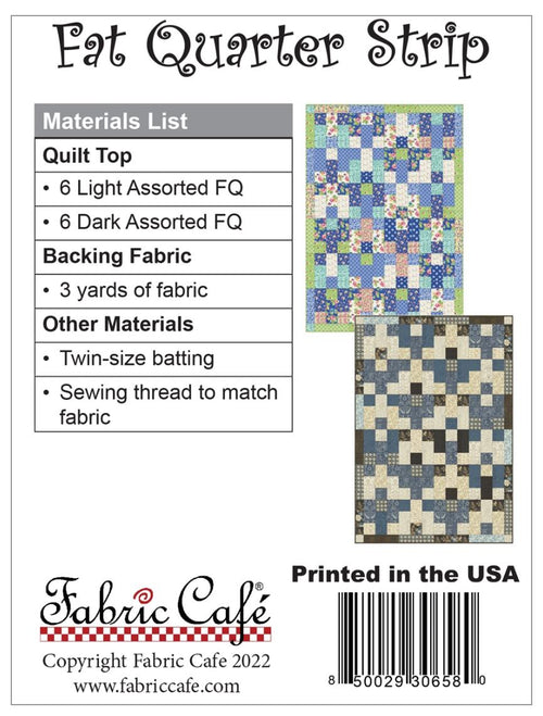 Fabric Cafe Fat Quarter Strip Quilt Pattern - Quilt Pattern - Fabric Cafe Pattern