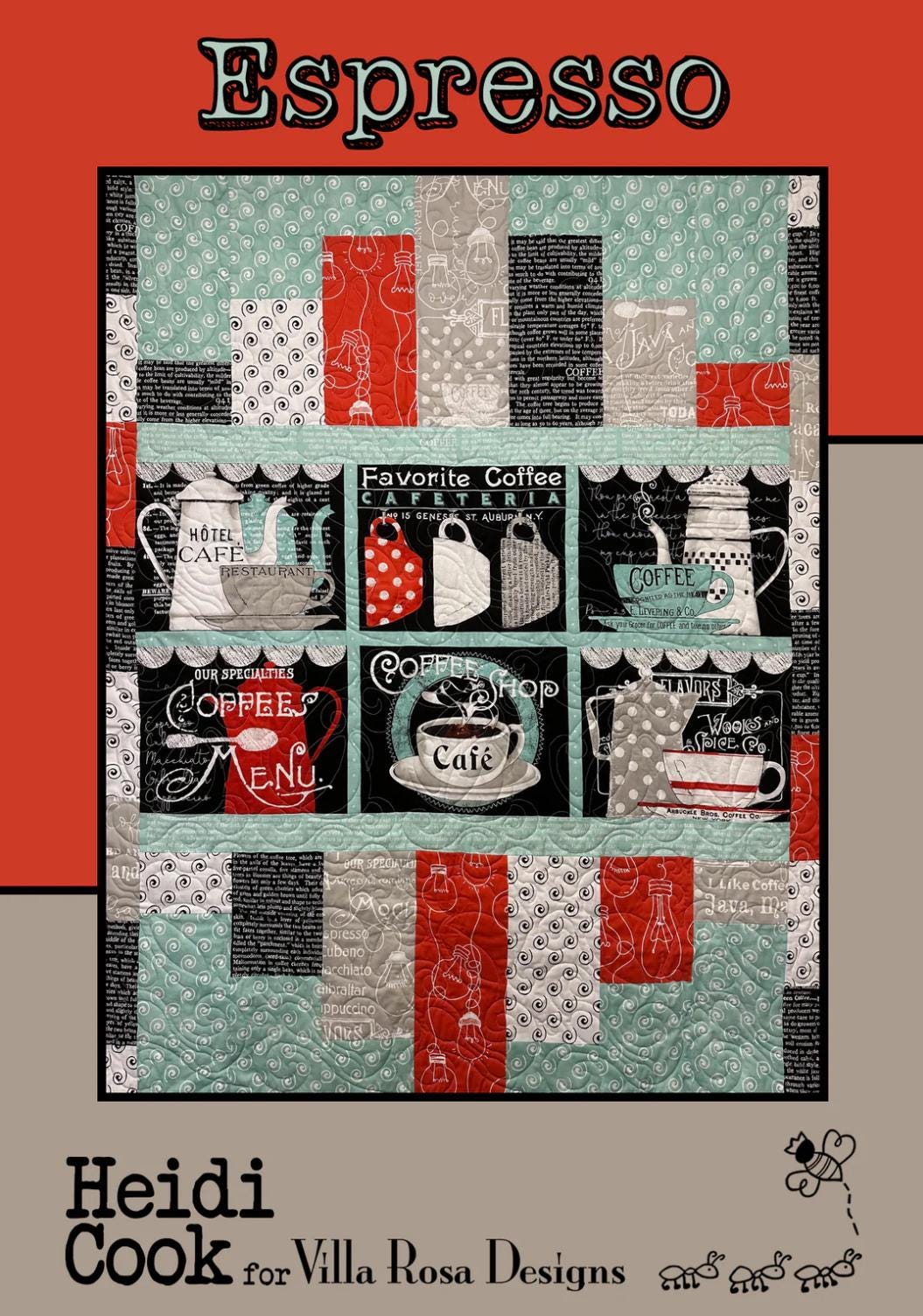 Villa Rosa Designs Espresso pattern - fat quarter quilt pattern - villa rosa - panel quilt pattern - fat quarter pattern
