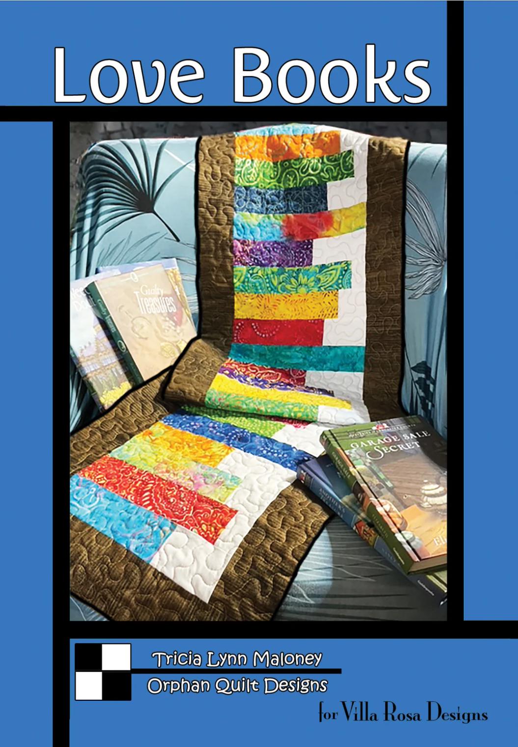 Villa Rosa Designs Love Books pattern - 2.5” quilt pattern - villa rosa - jellyroll pattern - pattern - quilt pattern - tablerunner pattern