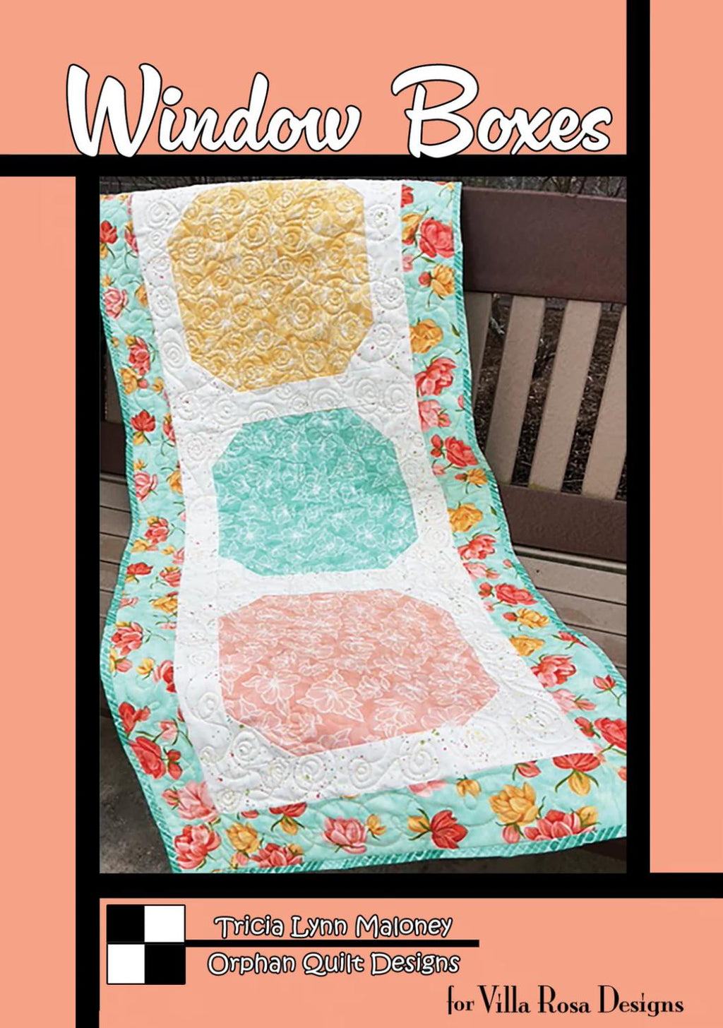 Villa Rosa Designs Window boxes pattern - 5” quilt pattern - villa rosa pattern - tablerunner pattern