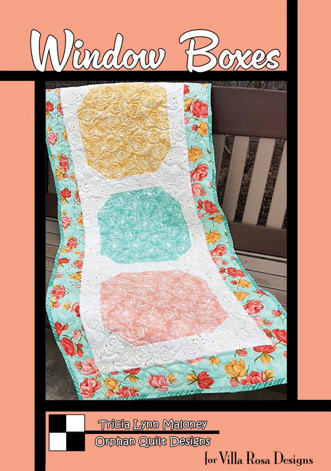Villa Rosa Designs Window boxes pattern - 5” quilt pattern - villa rosa pattern - tablerunner pattern