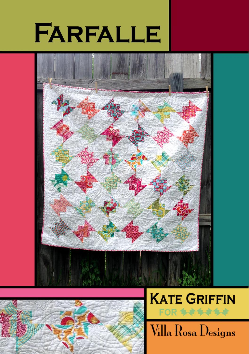 Villa Rosa Designs Farfalle pattern - fat quarter quilt pattern - villa rosa - charm pack quilt pattern
